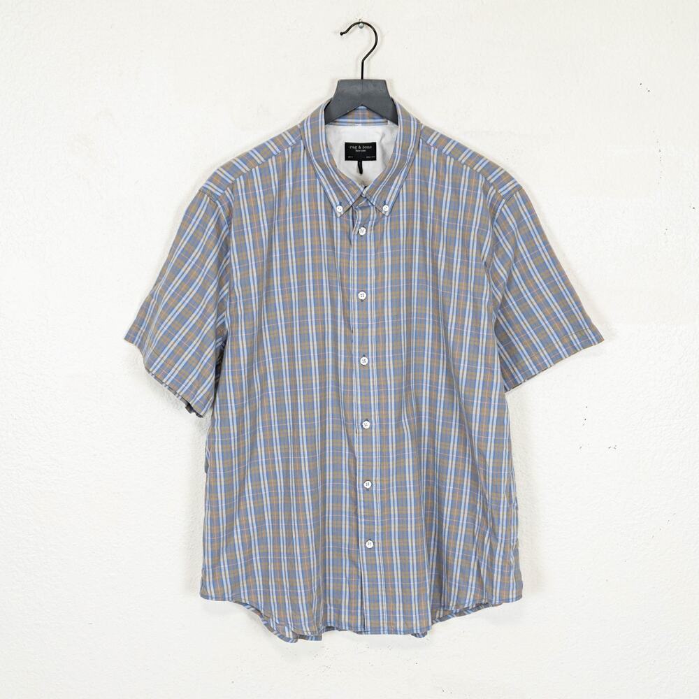 Rag & Bone NY Fit 2 Short Sleeve Button up Shirt Plaid size 2XL
